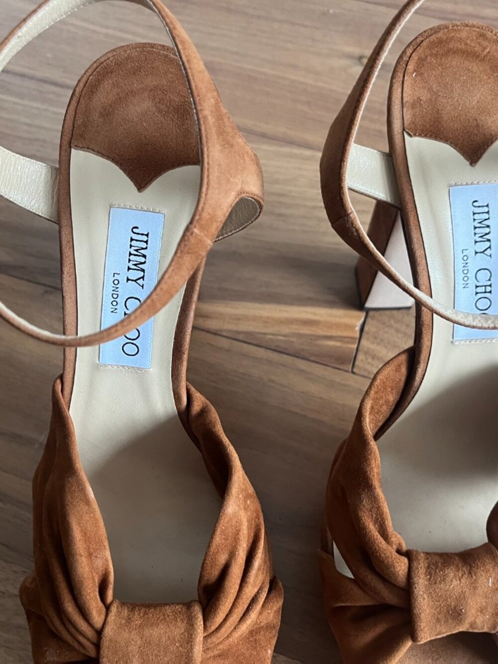 Jimmy Choo Heloise 120 Knotted Suede Platform Sandals - Picture 7 of 10